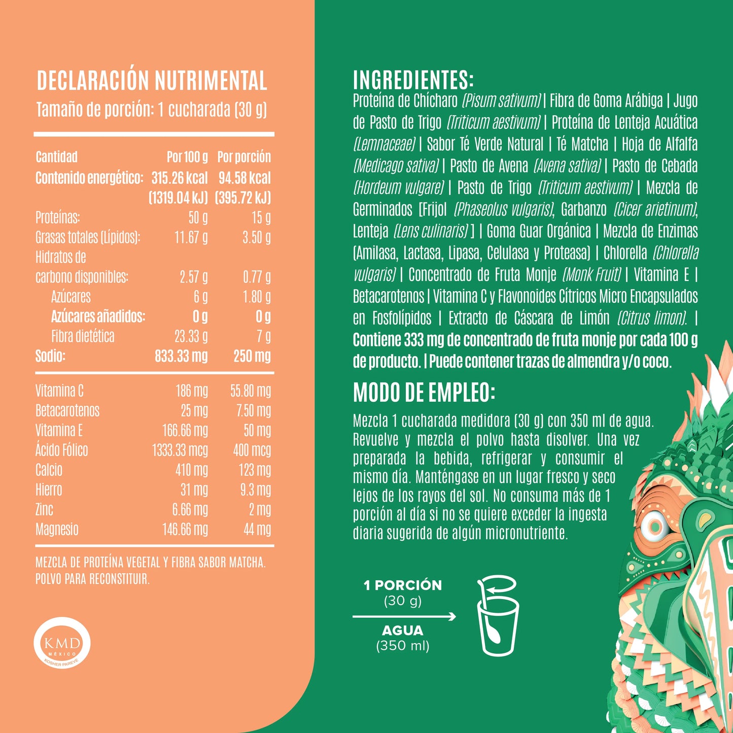 BIRDMAN PARROT GREENS & PROTEIN 30 SERVICIOS