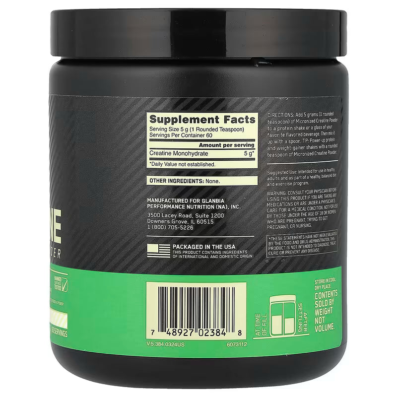ON CREATINE MONOHYDRATRE MICRONIZED 300GMS